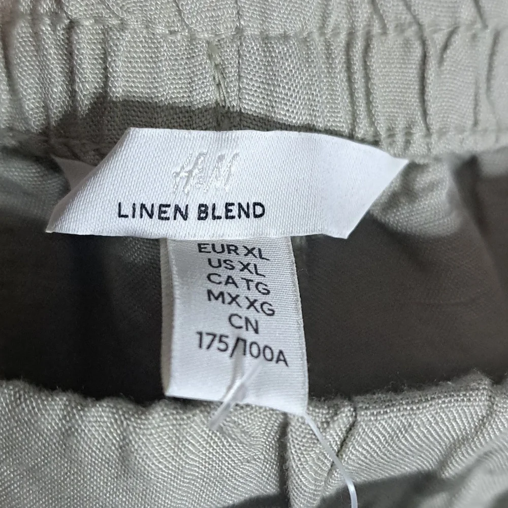 H&M Linen Blend Drawstring Waist Pants Sz XL Inseam:26.5